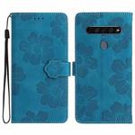 For LG K51S Flower Embossing Pattern Leather Phone Case(Blue)