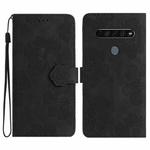 For LG K51S Flower Embossing Pattern Leather Phone Case(Black)