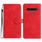 For LG K61 Flower Embossing Pattern Leather Phone Case(Red)