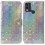 For Nokia C22 Colorful Magnetic Buckle Leather Phone Case(Silver)