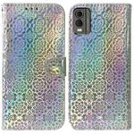 For Nokia C32 Colorful Magnetic Buckle Leather Phone Case(Silver)