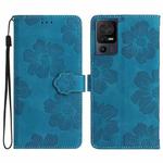 For TCL 40 SE Flower Embossing Pattern Leather Phone Case(Blue)