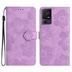 For TCL 40 SE Flower Embossing Pattern Leather Phone Case(Purple)