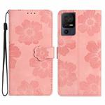 For TCL 40 SE Flower Embossing Pattern Leather Phone Case(Pink)