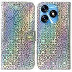 For Tecno Spark 10 / Spark 10C Colorful Magnetic Buckle Leather Phone Case(Silver)