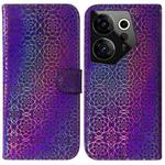 For Tecno Camon 20 Premier 5G Colorful Magnetic Buckle Leather Phone Case(Purple)