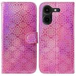For Tecno Pova 5 Pro Colorful Magnetic Buckle Leather Phone Case(Pink)