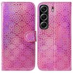 For Tecno Camon 40 Colorful Magnetic Buckle Leather Phone Case(Pink)