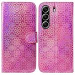For Tecno Camon 40 Pro 4G Colorful Magnetic Buckle Leather Phone Case(Pink)