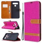 For LG K61 Denim Texture Horizontal Flip Leather Case with Holder & Card Slots & Wallet & Lanyard(Rose Red)