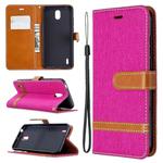 For Nokia 1.3 Denim Texture Horizontal Flip Leather Case with Holder & Card Slots & Wallet & Lanyard(Rose Red)