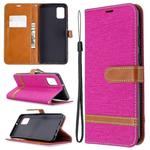 For Samsung Galaxy A31 Denim Texture Horizontal Flip Leather Case with Holder & Card Slots & Wallet & Lanyard(Rose Red)