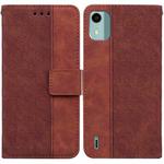 For Nokia C12 Geometric Embossed Leather Phone Case(Brown)