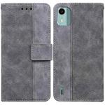 For Nokia C12 Geometric Embossed Leather Phone Case(Grey)