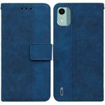 For Nokia C12 Geometric Embossed Leather Phone Case(Blue)