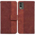 For Nokia C32 Geometric Embossed Leather Phone Case(Brown)