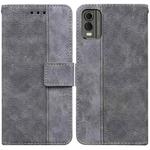 For Nokia C32 Geometric Embossed Leather Phone Case(Grey)