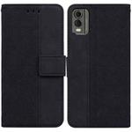 For Nokia C32 Geometric Embossed Leather Phone Case(Black)