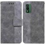 For Nokia XR21 Geometric Embossed Leather Phone Case(Grey)