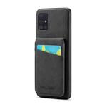 For Samsung Galaxy A51 5G Fierre Shann Crazy Horse Card Holder Back Cover PU Phone Case(Black)