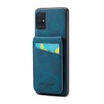 For Samsung Galaxy A51 5G Fierre Shann Crazy Horse Card Holder Back Cover PU Phone Case(Blue)