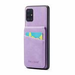 For Samsung Galaxy A71 5G Fierre Shann Crazy Horse Card Holder Back Cover PU Phone Case(Purple)