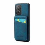 For Samsung Galaxy A72 4G / 5G Fierre Shann Crazy Horse Card Holder Back Cover PU Phone Case(Blue)