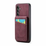 For Samsung Galaxy A34 5G Fierre Shann Crazy Horse Card Holder Back Cover PU Phone Case(Wine Red)