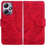 For Infinix Hot 30 Play Tiger Embossing Pattern Flip Leather Phone Case(Red)