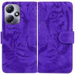 For Infinix Hot 30 Play Tiger Embossing Pattern Flip Leather Phone Case(Purple)