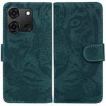 For Infinix Smart 7 India/7 Plus Tiger Embossing Pattern Flip Leather Phone Case(Green)