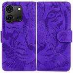 For Infinix Smart 7 India/7 Plus Tiger Embossing Pattern Flip Leather Phone Case(Purple)