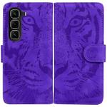 For Infinix Hot 50 Pro 4G Tiger Embossing Pattern Flip Leather Phone Case(Purple)