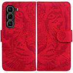 For Infinix Hot 50 Pro+ 4G Tiger Embossing Pattern Flip Leather Phone Case(Red)