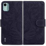 For Nokia C12 Tiger Embossing Pattern Flip Leather Phone Case(Black)