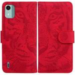 For Nokia C12 Tiger Embossing Pattern Flip Leather Phone Case(Red)