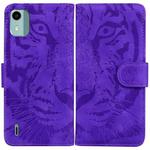 For Nokia C12 Tiger Embossing Pattern Flip Leather Phone Case(Purple)