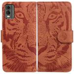 For Nokia C32 Tiger Embossing Pattern Flip Leather Phone Case(Brown)