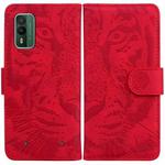 For Nokia XR21 Tiger Embossing Pattern Flip Leather Phone Case(Red)