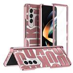 For Samsung Galaxy Z Fold5 Integrated Electroplating Folding Phone Case with Hinge(Rose Gold)