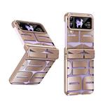 For Samsung Galaxy Z Flip4 5G Integrated Electroplating Folding Phone Case with Hinge(Rose Gold)