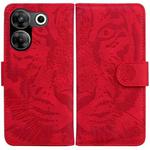 For Tecno Camon 20 Pro 5G Tiger Embossing Pattern Flip Leather Phone Case(Red)
