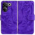 For Tecno Camon 20 Pro 5G Tiger Embossing Pattern Flip Leather Phone Case(Purple)