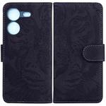 For Tecno Pova 5 Tiger Embossing Pattern Flip Leather Phone Case(Black)