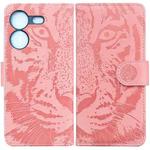 For Tecno Pova 5 Tiger Embossing Pattern Flip Leather Phone Case(Pink)