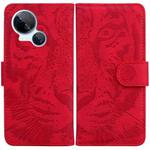 For Tecno Spark 10 5G Tiger Embossing Pattern Flip Leather Phone Case(Red)