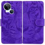 For Tecno Spark 10 5G Tiger Embossing Pattern Flip Leather Phone Case(Purple)