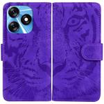 For Tecno Spark 10 / Spark 10C Tiger Embossing Pattern Flip Leather Phone Case(Purple)