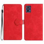 For Motorola Moto G73 Flower Embossing Pattern Leather Phone Case(Red)