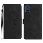 For Motorola Moto G73 Flower Embossing Pattern Leather Phone Case(Black)